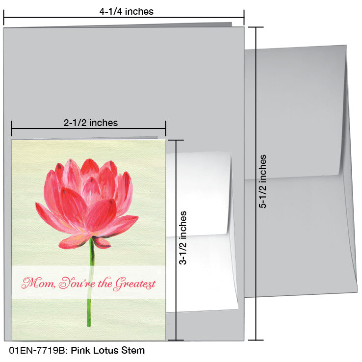 Pink Lotus Stem, Greeting Card (7719B)