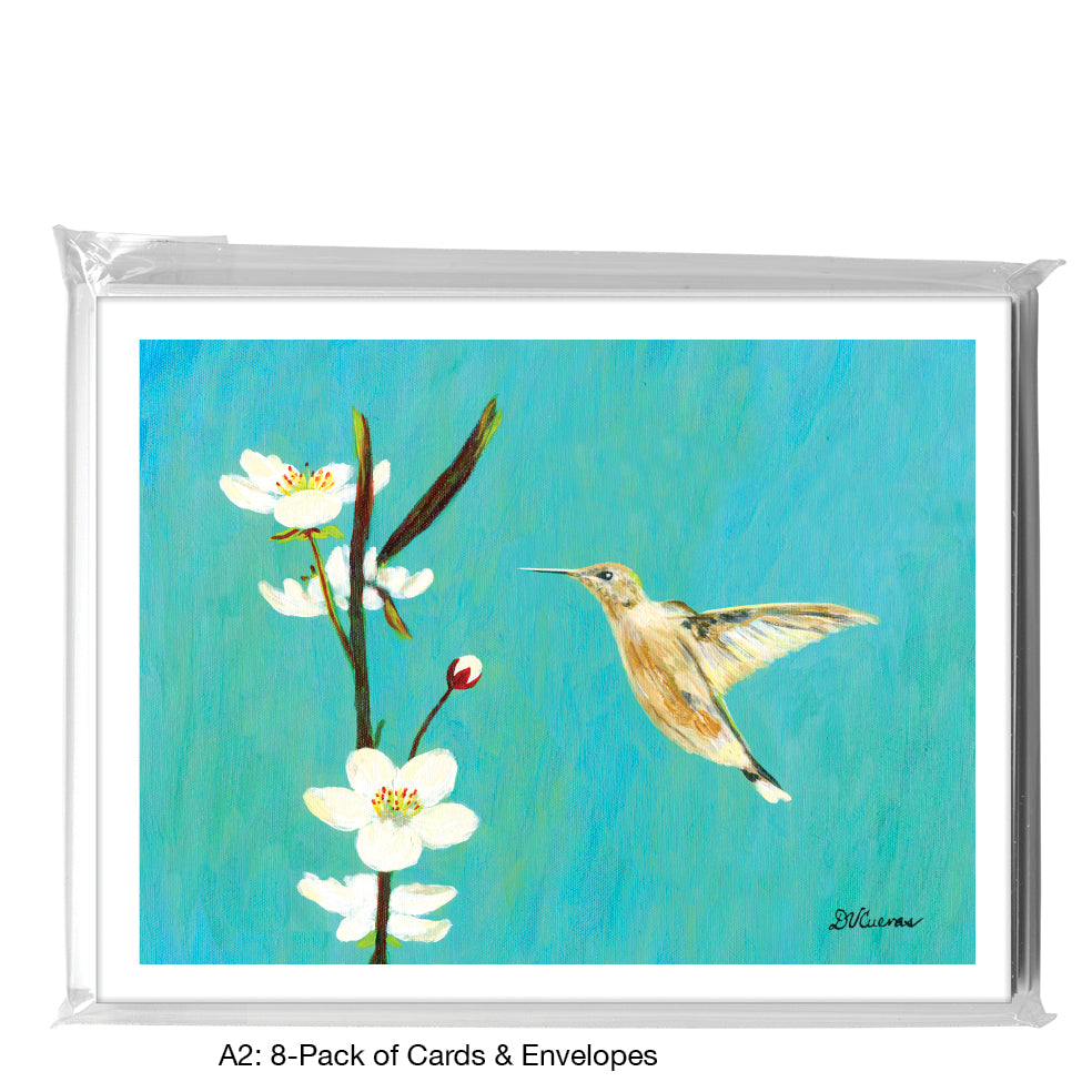 Wild Cherry With Hummingbird, Greeting Card (7758F)