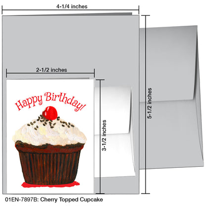 Cherry Topped Cupcake, Greeting Card (7897B)