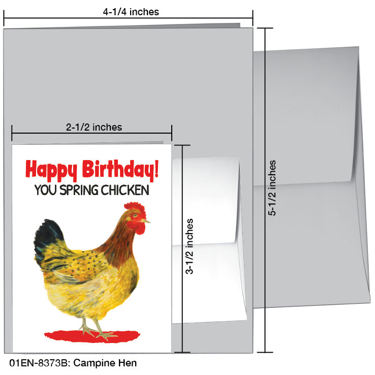 Campine Hen, Greeting Card (8373B)