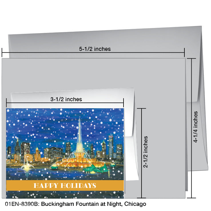 Buckingham Fountain At Night, Chicago, Greeting Card (8390B)