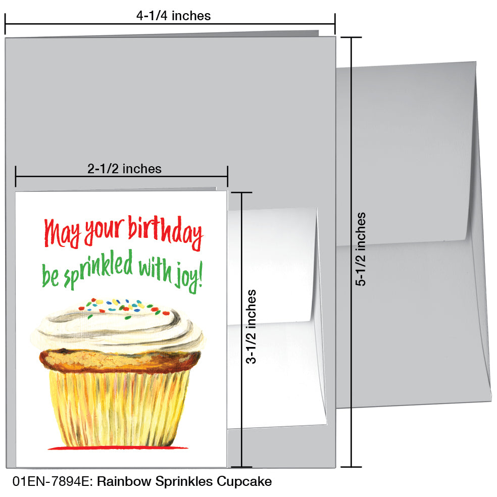 Rainbow Sprinkles Cupcake, Greeting Card (7894E)