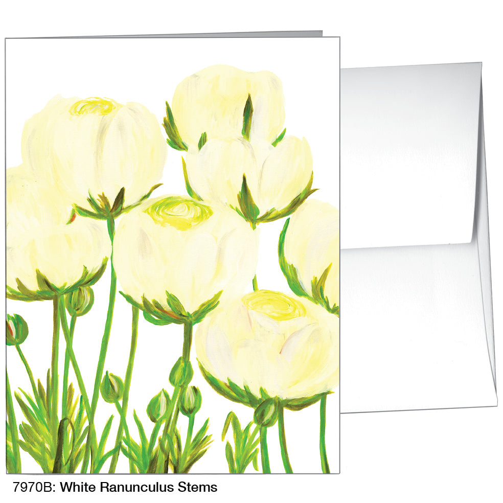 White Ranunculus Stems, Greeting Card (7970B)