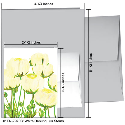 White Ranunculus Stems, Greeting Card (7970B)