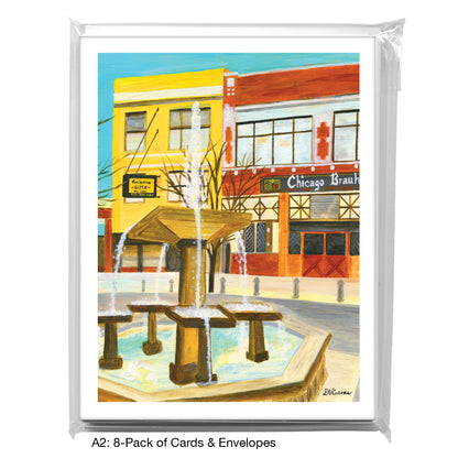 Lincoln Square Fountain, Chicago, Greeting Card (8573C)